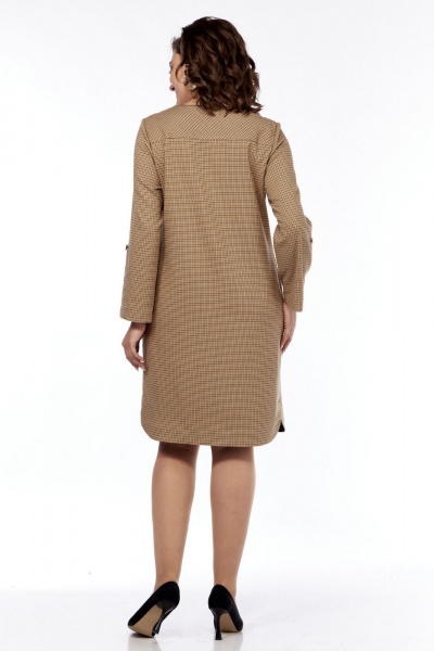 Демисезонное платье в клетку с накладными карманами и кокеткой LadisLine 1540 клетка - фото 6
