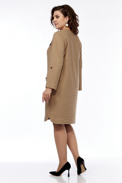 Демисезонное платье в клетку с накладными карманами и кокеткой LadisLine 1540 клетка - фото 5