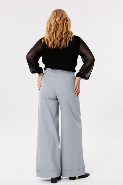Демисезонные брюки-палаццо из хлопка с эластичным поясом и широким краем Michel chic 829 графит - фото 5