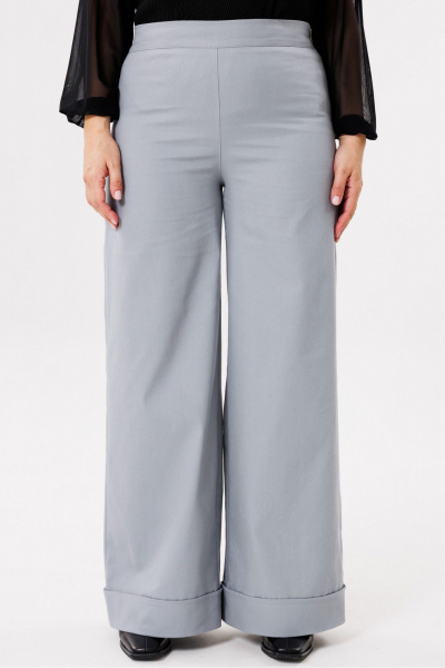 Демисезонные брюки-палаццо из хлопка с эластичным поясом и широким краем Michel chic 829 графит - фото 1