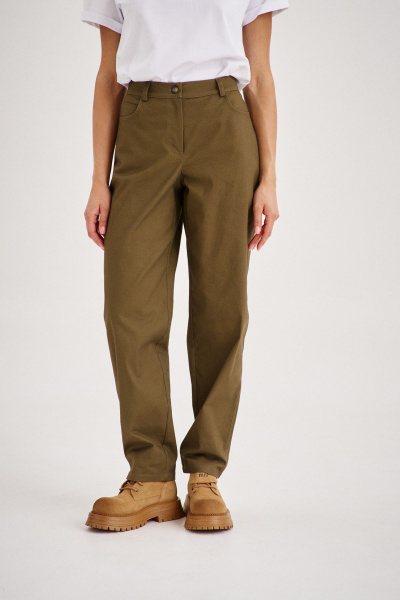 Демисезонные джинсы бананы хаки с высокой посадкой и зауженным низом EZER 1107 хаки - фото 2