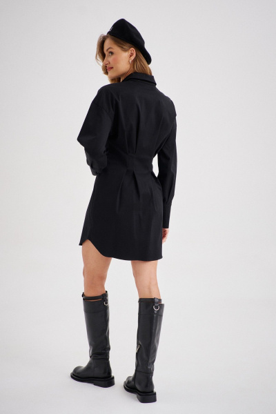 Платье-рубашка приталенное из плотного хлопка, универсальный стиль EZER 1503 черный - фото 7