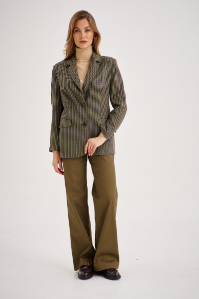 Костюм женский с юбкой-миди и жакетом из штрукса в рубчик EZER 2102 зеленыйхаки - фото 2