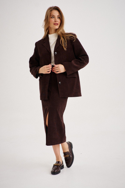 Комплект юбки и джемпера из вискозного трикотажа на каждый день EZER 2105 баклажан - фото 3