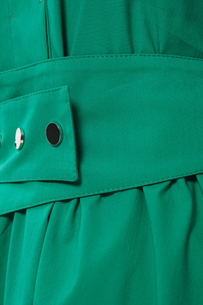 Платье повседневное из хлопка с поясом и прорезными карманами Панда 141883w зеленый - фото 2