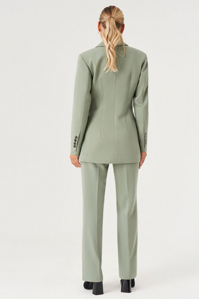 Жакет женский двубортный из шерстяного твида для делового образа Панда 187430w оливковый - фото 2