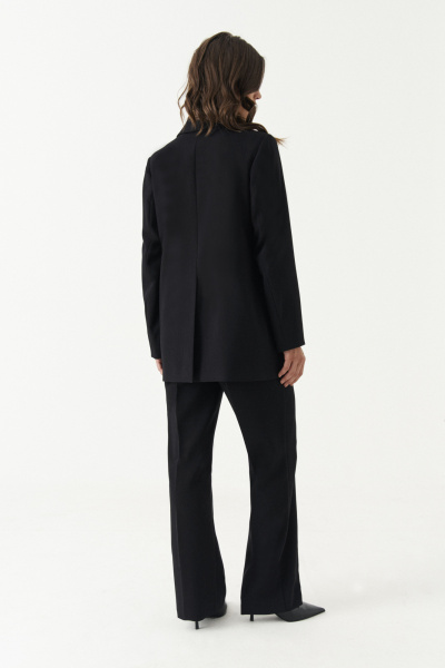 Жакет из поливискозной ткани с прорезными карманами для офисных образов Панда 187530w черный - фото 6