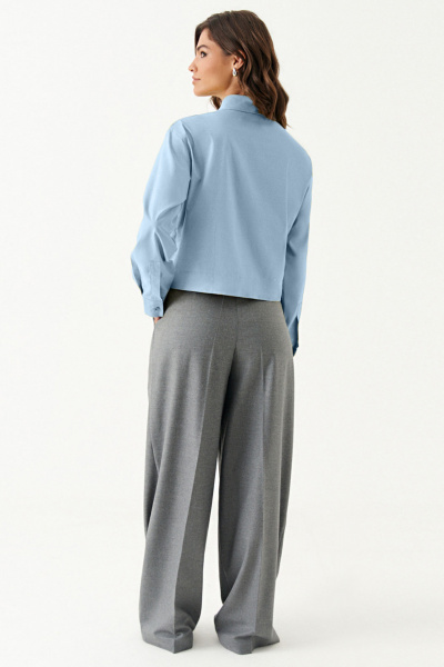 Блуза полуприлегающего силуэта из текстиля для повседневной носки Панда 191440w голубой - фото 2