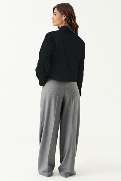 Блуза из смесовой ткани с рубашечным воротником для ежедневных образов Панда 191440w черный - фото 2