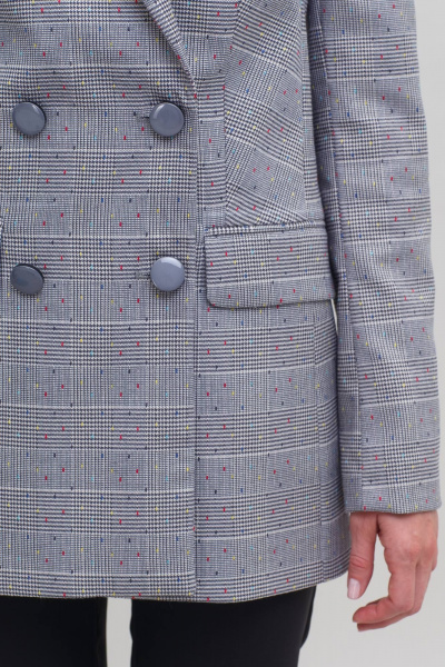 Деловой и повседневный серый двубортный пиджак из твида Domna 8419.164 серый - фото 6