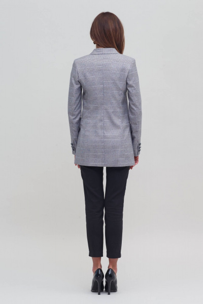 Деловой и повседневный серый двубортный пиджак из твида Domna 8419.164 серый - фото 5