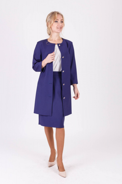 Фиолетовый плащ полуприталенного силуэта из вискозной ткани Domna 8302 - фото 1