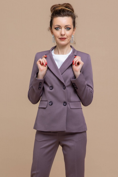 Фиолетовый пиджак из текстиля с двубортной застежкой и лацканами Domna 8403.164 сиреневый - фото 1