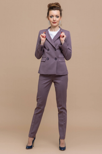 Фиолетовый пиджак из текстиля с двубортной застежкой и лацканами Domna 8403.164 сиреневый - фото 2