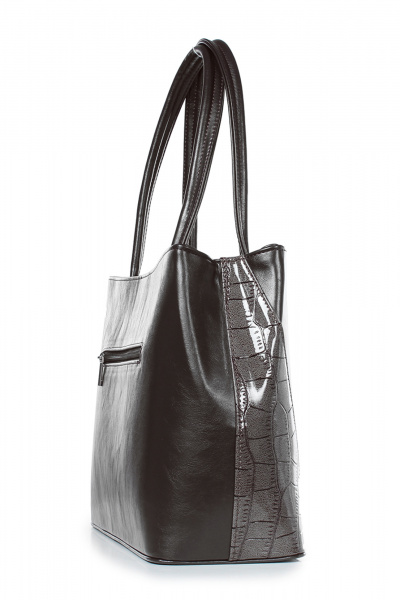 Классическая коричневая сумка из экокожи на каждый день Galanteya 13624.24с620к45 кор.т/серый - фото 4