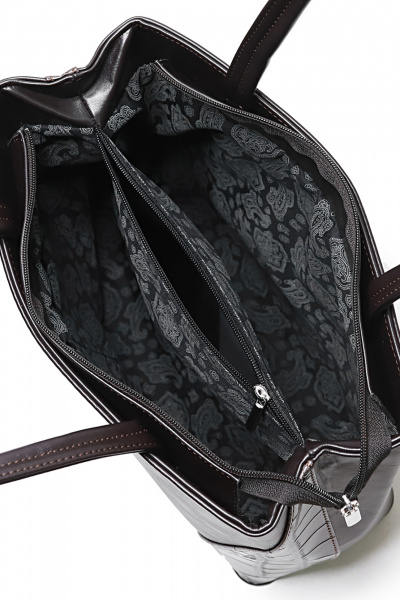 Классическая коричневая сумка из экокожи на каждый день Galanteya 13624.24с620к45 кор.т/серый - фото 5