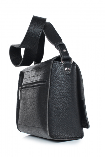 Сумка из экокожи с карманом и ремнем-нашлёпкой Galanteya 35123.24с77к45 черный - фото 4