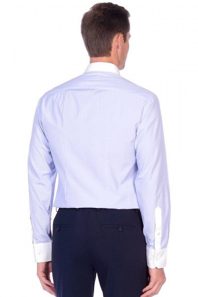 Рубашка с длинным рукавом в голубую мелкую клетку Pan-Mod 2112.170 голубой - фото 3