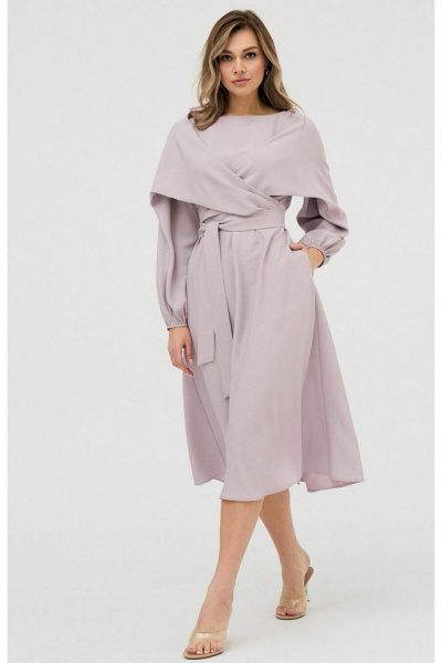 Платье нарядное прилегающего силуэта с поясом и расширенными рукавами AltaModa 1020 - фото 3