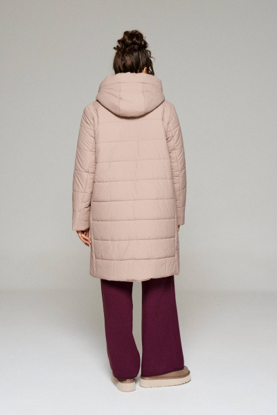 Пальто демисезонное прямое с капюшоном и карманами Beautiful&Free 6238 бежевый - фото 7