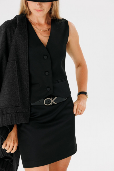 Мини-юбка прямого силуэта из текстиля с талиевыми вытачками FAMA 24036-1 чёрный - фото 6