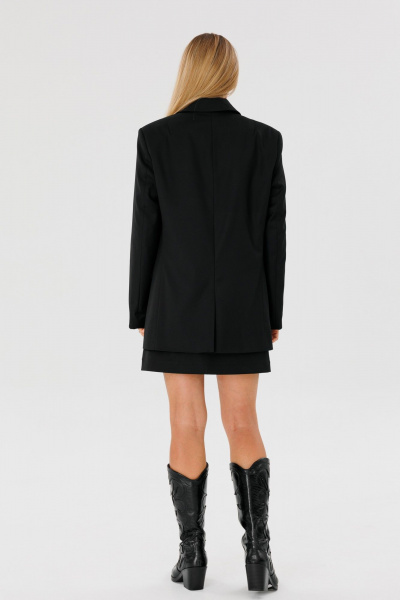 Оверсайз жакет из текстиля с прорезными карманами FAMA 24037-1 чёрный - фото 7