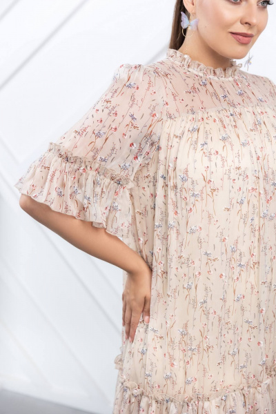 Платье демисезонное с кокетками и воланами ASV 2727 бежевый - фото 7