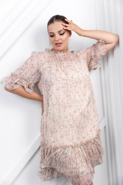 Платье демисезонное с кокетками и воланами ASV 2727 бежевый - фото 5