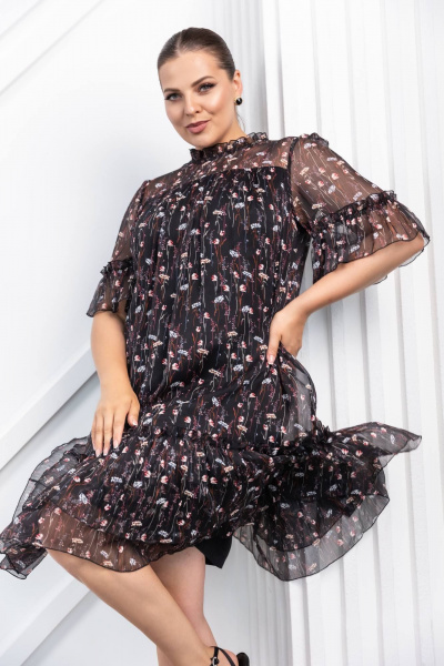 Платье нарядное и повседневное с рюшами ASV 2727 черный - фото 9