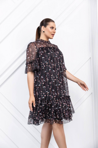 Платье нарядное и повседневное с рюшами ASV 2727 черный - фото 5