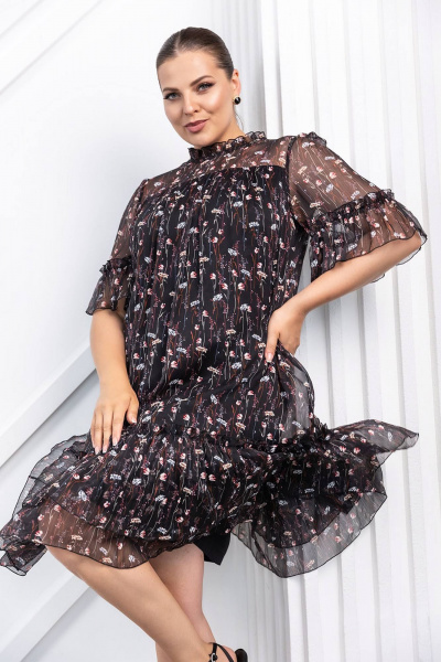 Платье нарядное и повседневное с рюшами ASV 2727 черный - фото 4