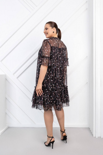 Платье нарядное и повседневное с рюшами ASV 2727 черный - фото 2