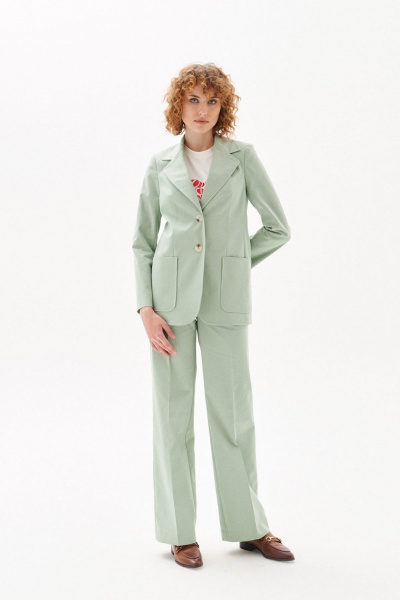 Жакет ниже бедер из костюмной ткани на пуговицах Morozov Amavie 3.2071_A2_Louvia фисташка - фото 2
