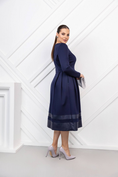 Платье с отрезной талией и складками из трикотажа ASV 2736 синий - фото 4