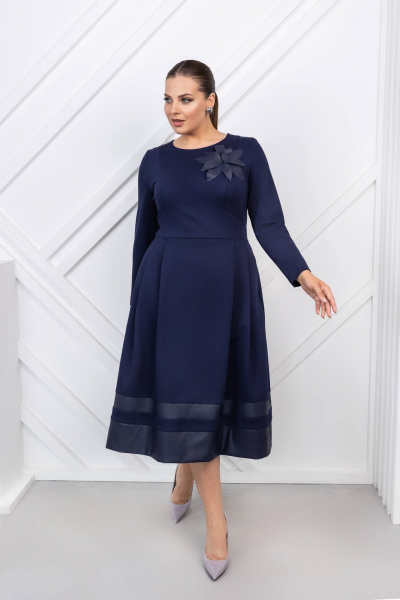 Платье с отрезной талией и складками из трикотажа ASV 2736 синий - фото 1