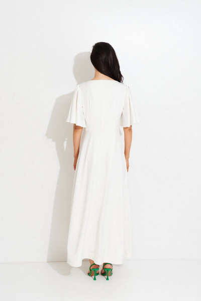 Макси-платье из нарядной ткани с рельефами и разрезом Morozov Amavie 1.2088_A3_Estella белый - фото 8