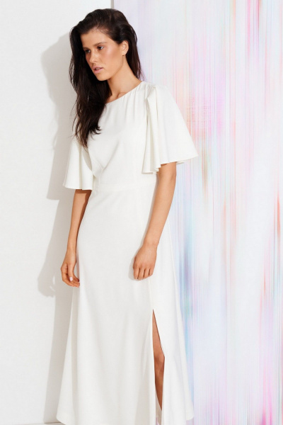 Макси-платье из нарядной ткани с рельефами и разрезом Morozov Amavie 1.2088_A3_Estella белый - фото 5