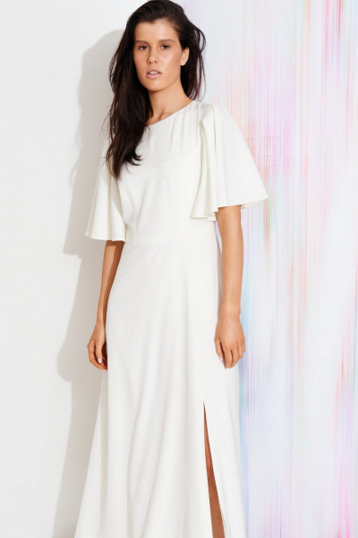 Макси-платье из нарядной ткани с рельефами и разрезом Morozov Amavie 1.2088_A3_Estella белый - фото 4