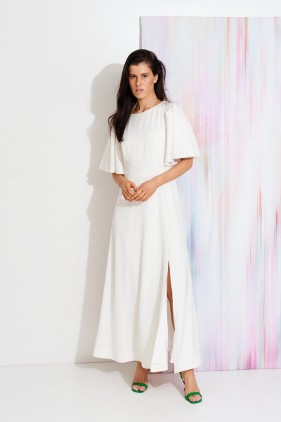 Макси-платье из нарядной ткани с рельефами и разрезом Morozov Amavie 1.2088_A3_Estella белый - фото 2
