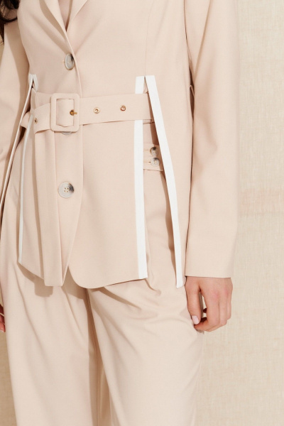 Жакет чуть ниже бедер из смесовой ткани с рельефами Morozov Amavie 3.2089_A2_Carmen бежевый - фото 3