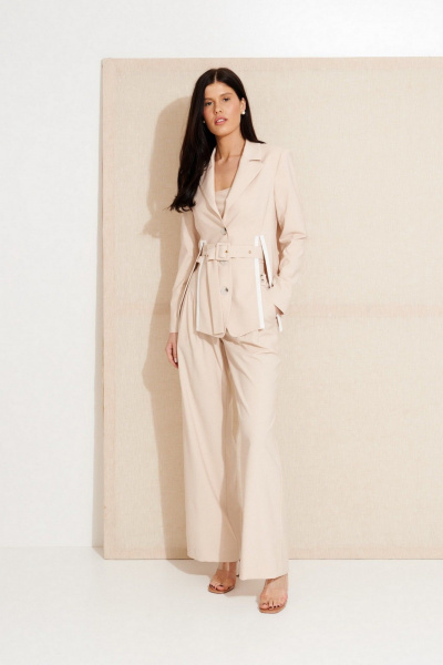 Жакет чуть ниже бедер из смесовой ткани с рельефами Morozov Amavie 3.2089_A2_Carmen бежевый - фото 2