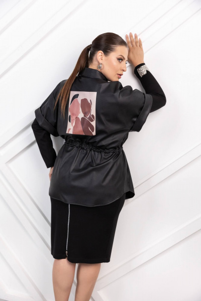 Блуза из вискозы и трикотажа с складками ASV 2737 черный - фото 3