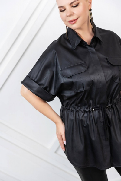 Блуза из вискозы и трикотажа с складками ASV 2737 черный - фото 7