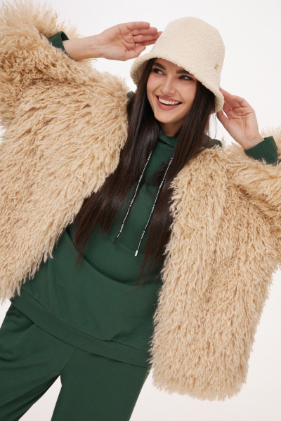 Двойка из трикотажа: брюки-палаццо и удлиненное худи Твой имидж 1986 бутылочная_зелень - фото 8