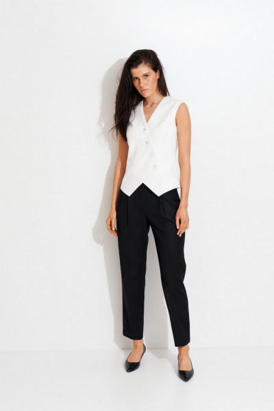 Классические брюки зауженные из костюмной ткани Morozov Amavie 4.2053_A1_Venera черный - фото 2