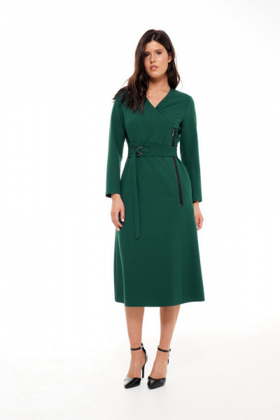 Платье демисезонное зеленое А-силуэт с карманами Morozov Amavie 1.2048_A3_Karin темно-зеленый - фото 1