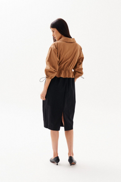 Платье демисезонное длиной за колено с кулисой у линии талии Morozov Amavie 1.2037_A1_Sintia бежевый_с_черным - фото 10