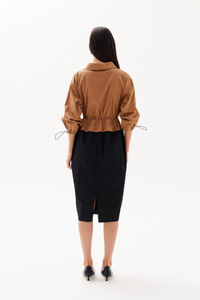 Платье демисезонное длиной за колено с кулисой у линии талии Morozov Amavie 1.2037_A1_Sintia бежевый_с_черным - фото 9