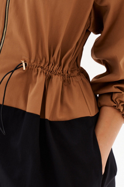 Платье демисезонное длиной за колено с кулисой у линии талии Morozov Amavie 1.2037_A1_Sintia бежевый_с_черным - фото 8