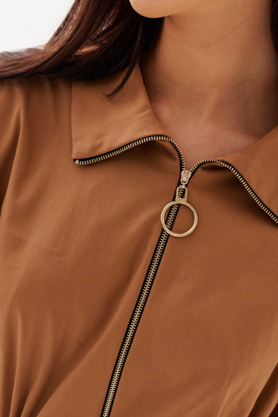 Платье демисезонное длиной за колено с кулисой у линии талии Morozov Amavie 1.2037_A1_Sintia бежевый_с_черным - фото 7